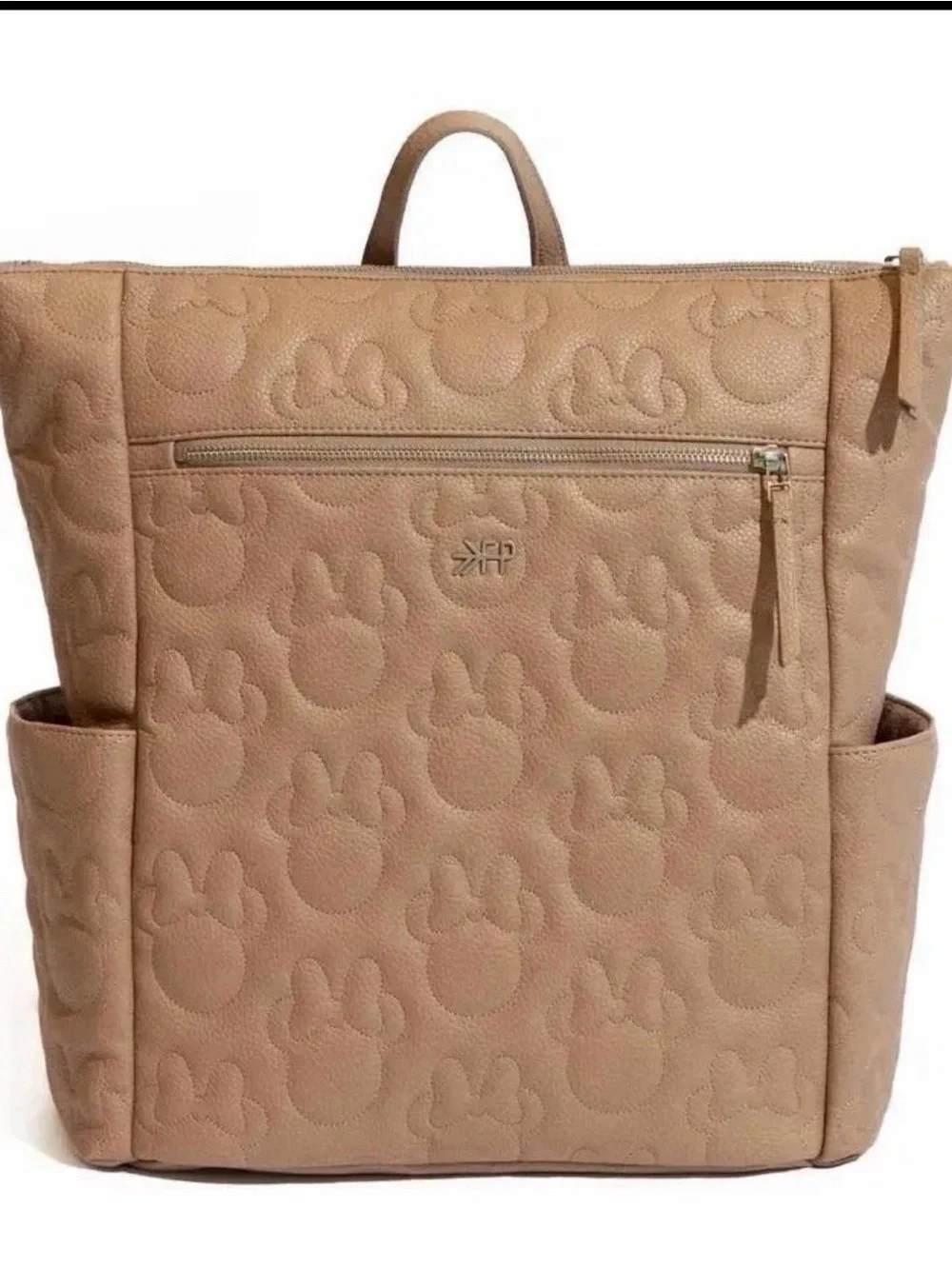 New Fresh Picked Large Tan Minimal Disney Baby Quilted embroidered Diaper bag.